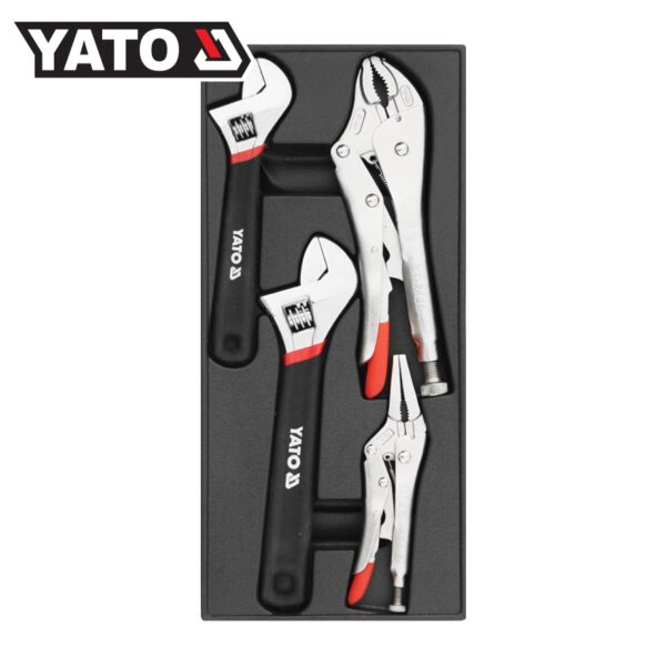 YATO YT-55444 ชุดถาดเครื่องมือ ชุดคีมล็อค + ประแจเลื่อน 4 ตัวชุด {ถาดเสริม}