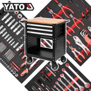 YATO YT-55280 ตู้เครื่องมือ 3 ลิ้นชัก + เครื่องมือ 162 ตัวชุด